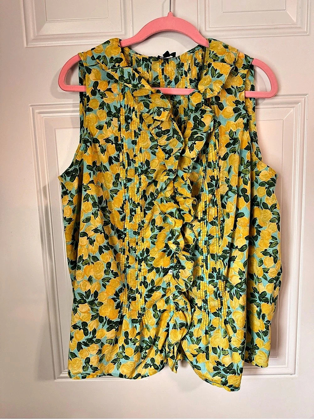 Talbots Floral Sleeveless Blouse in Yellow & Green Size 3X